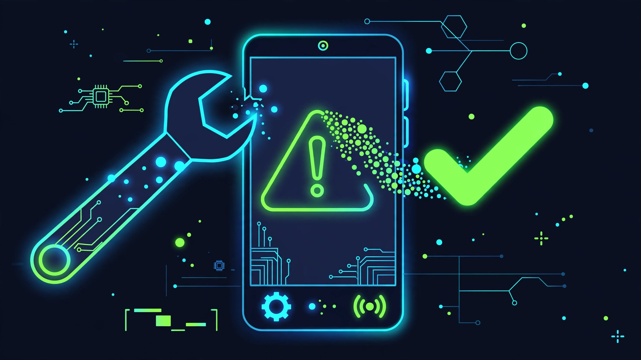 Phone showing a Winlator error dialog with a checklist of troubleshooting steps beside it